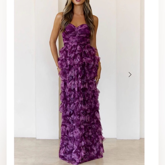 STRAPLESS TULLE MAXI RUFFLE DRESS - Picture 2 of 7